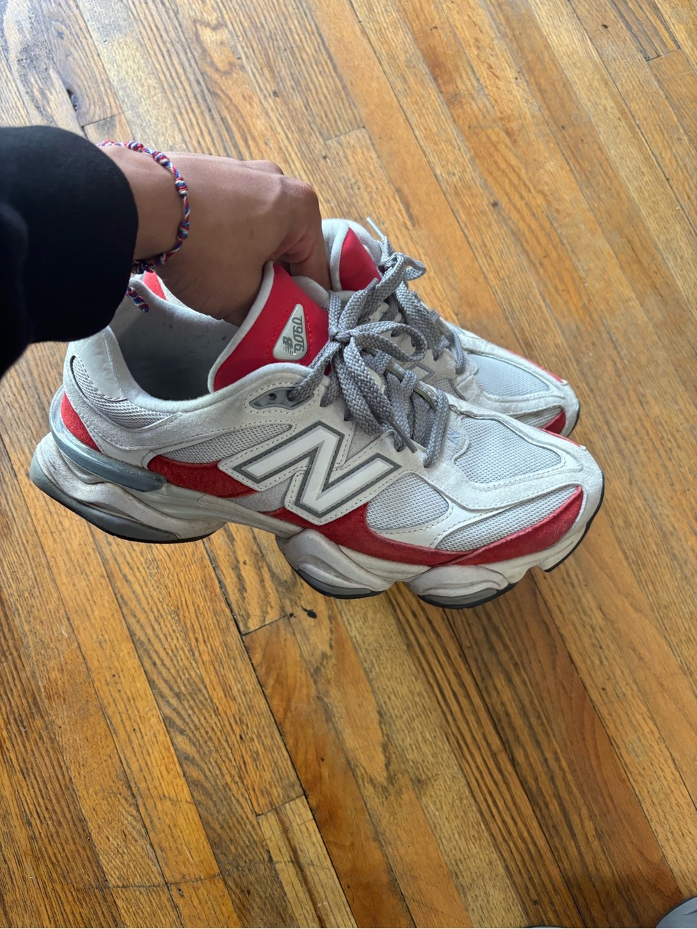 New Balance Men’s White & Red Athletic Sneakers